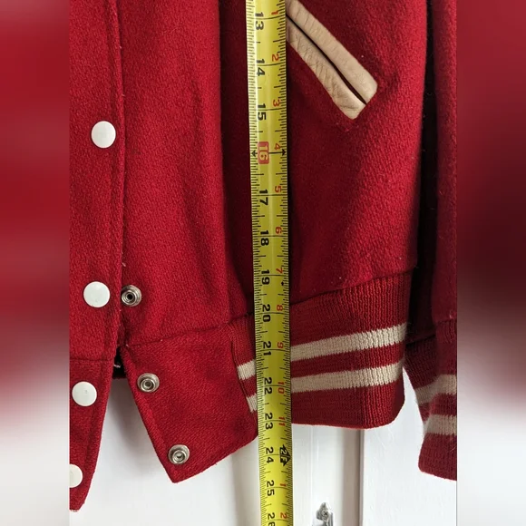 Vintage Cheerleader Varsity Wool Jacket - Red - Picture 10 of 16